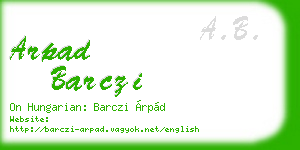 arpad barczi business card